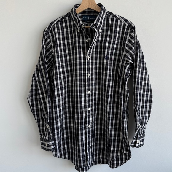 Vintage Ralph Lauren‎ Black Plaid Men's Shirt - Large - Picture 1 of 4